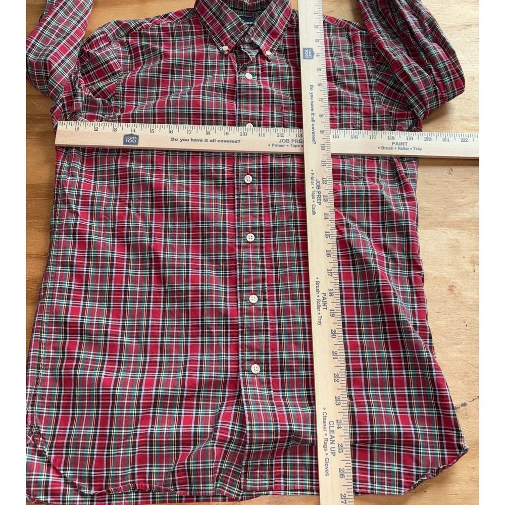 Polo Ralph Lauren Men's Red Green Tartan Plaid Work Shirt One Pocket Small